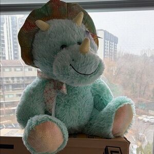Mint Green Plush Triceratops Stuffed Animal